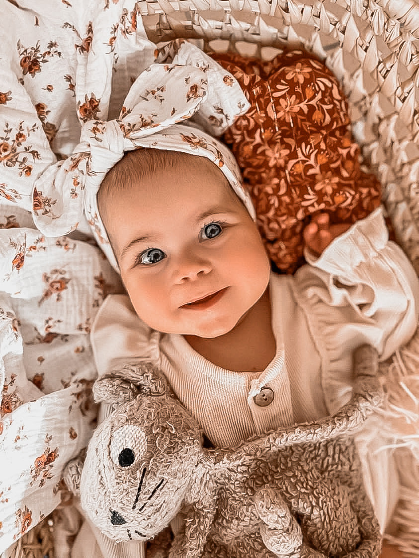 bébé fille bandeau fleur double gaze